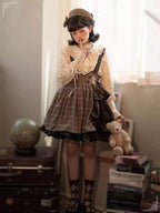 Gothic Lolita Brown Punk Strap SK Skirt Original Detective Side Opening British Outfit