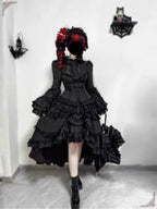 Gothic Lolita Dress Elegant Bat Sleeve Dress for Women Plus Size Dark Academia Dress for Halloween Cosplay