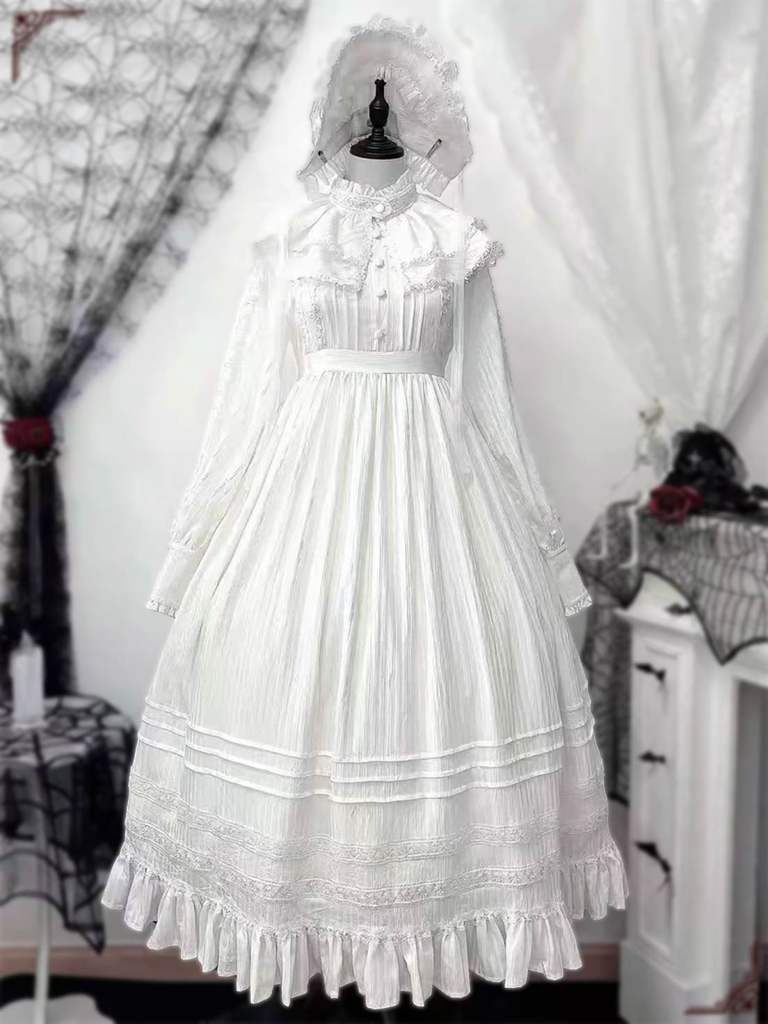 Gothic Lolita Dress White Nun Style Dark Religious JSK Outfit