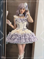 Gradual Change Hime Lolita Purple Tea Party Fashion Lavender Bow Ruffled Dress