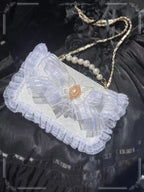 Handmade Gothic Dark Black Lolita Bag Elegant Lace One Shoulder Handheld Crossbody Lolita Bag