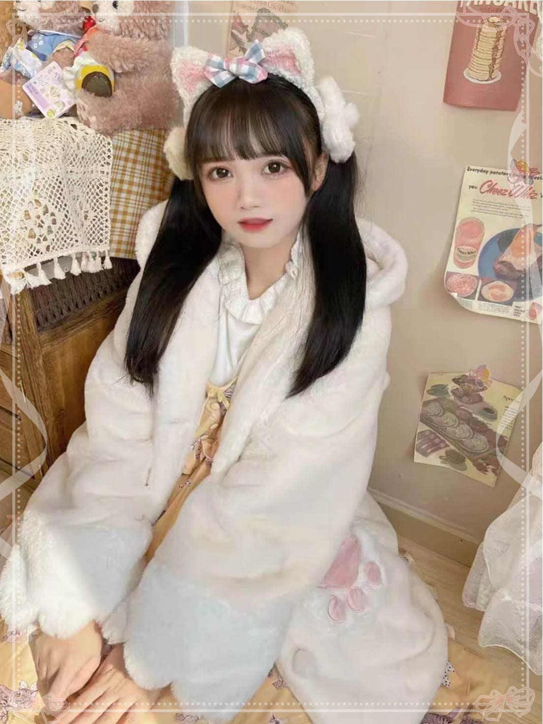 Lolita Coat Sleepy Bear Warm Thick Plush Outerwear Women Autumn Winter