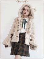 Lolita Coats Light Brown Plush Jacket Autumn and Winter Clothes Short Limited Edition