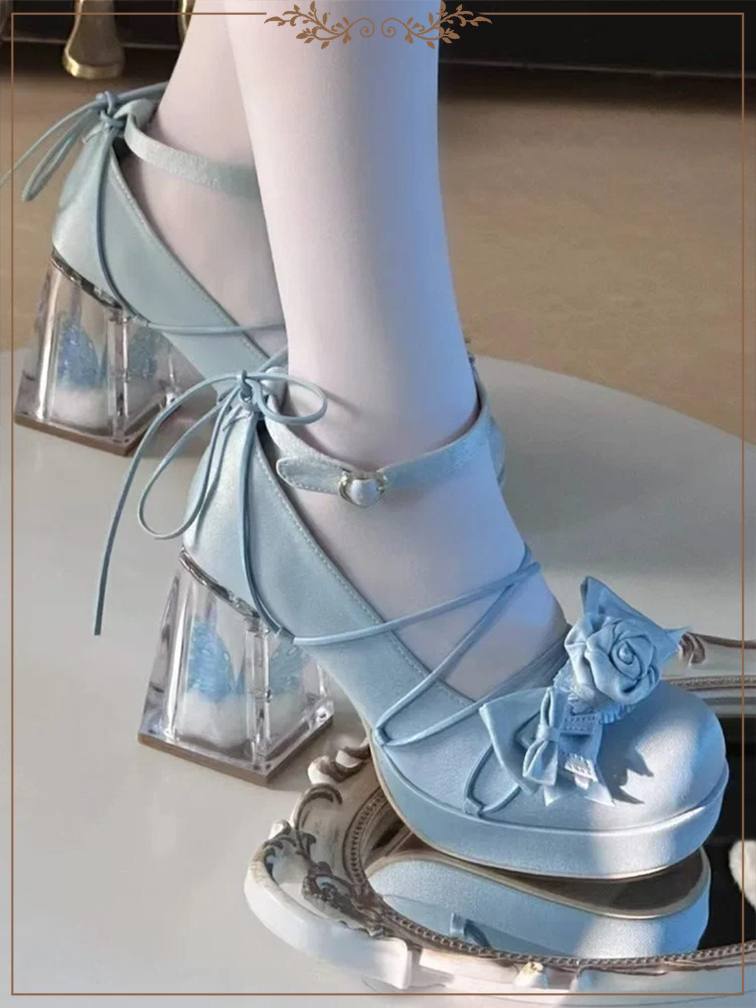 Lolita Elegant High-heeled Women's Single Shoes Round Head Bow Girl Shoes