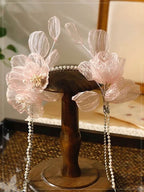 Lolita Hair Accessory Pink Flowers Pearls Fairy Princess Elegant Hair Clips Bridal Hairpins