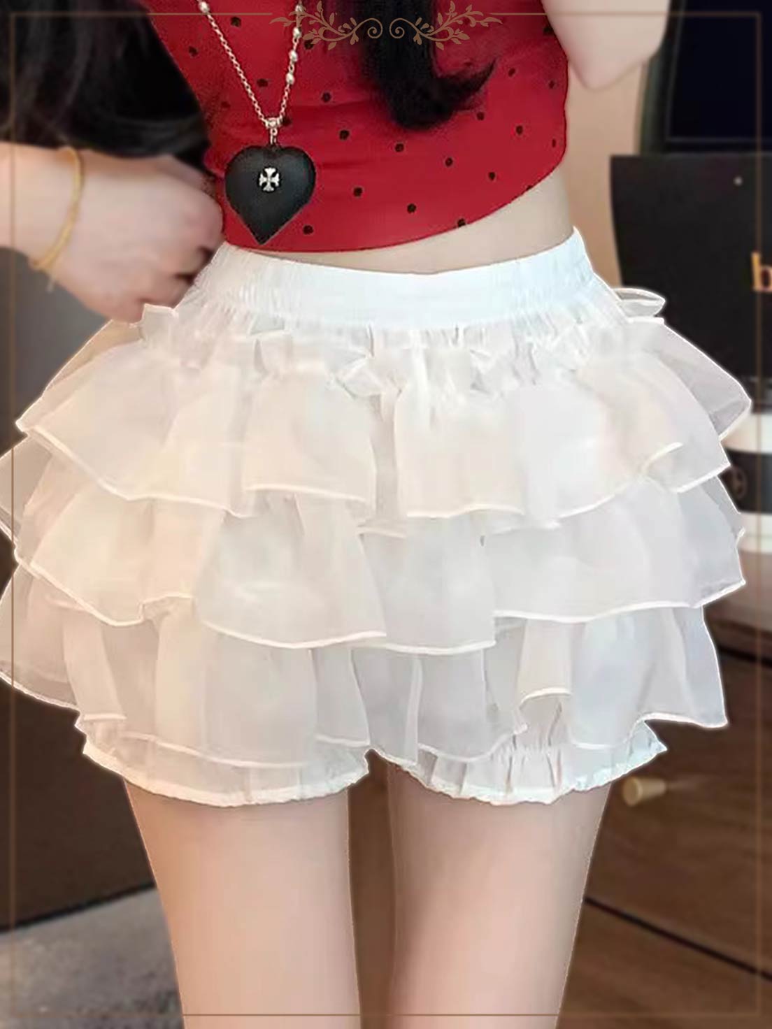 Lolita Petticoat Bloomers Black White Plus Size Anti-Peek Layered Underskirt for Daily Wear