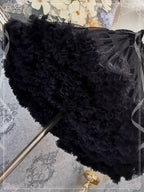 Lolita Petticoats Black Gothic Ruffles Puffy of Lace Soft Gauze Gown Crinoline 17.5inches