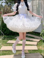 Lolita Petticoats Full White Bow Ruffles Gauze Gown Crinoline Daily Daily Wear