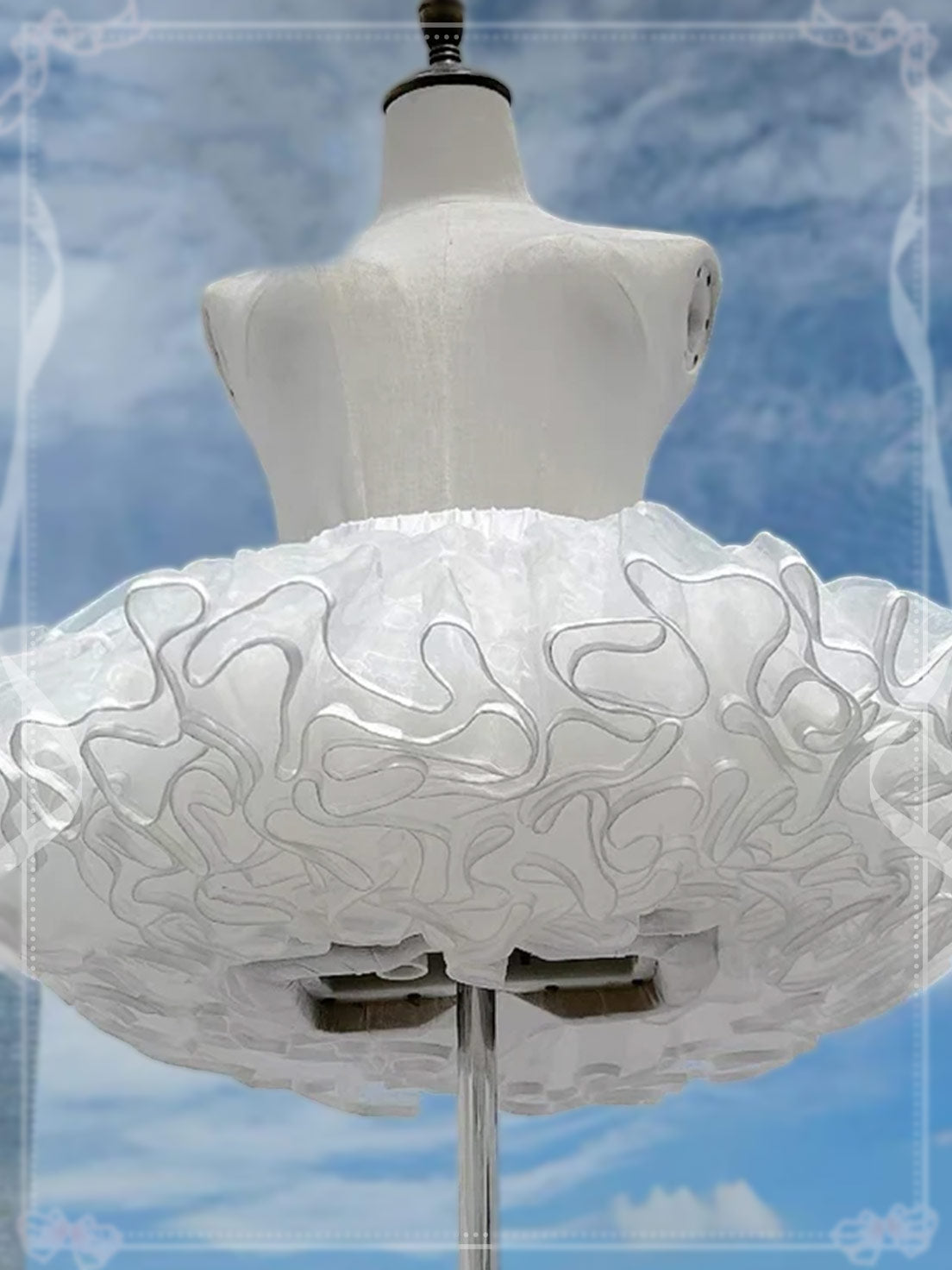 Lolita Petticoats White Puffy Ruffles Gauze Gown Crinoline Daily 12inches