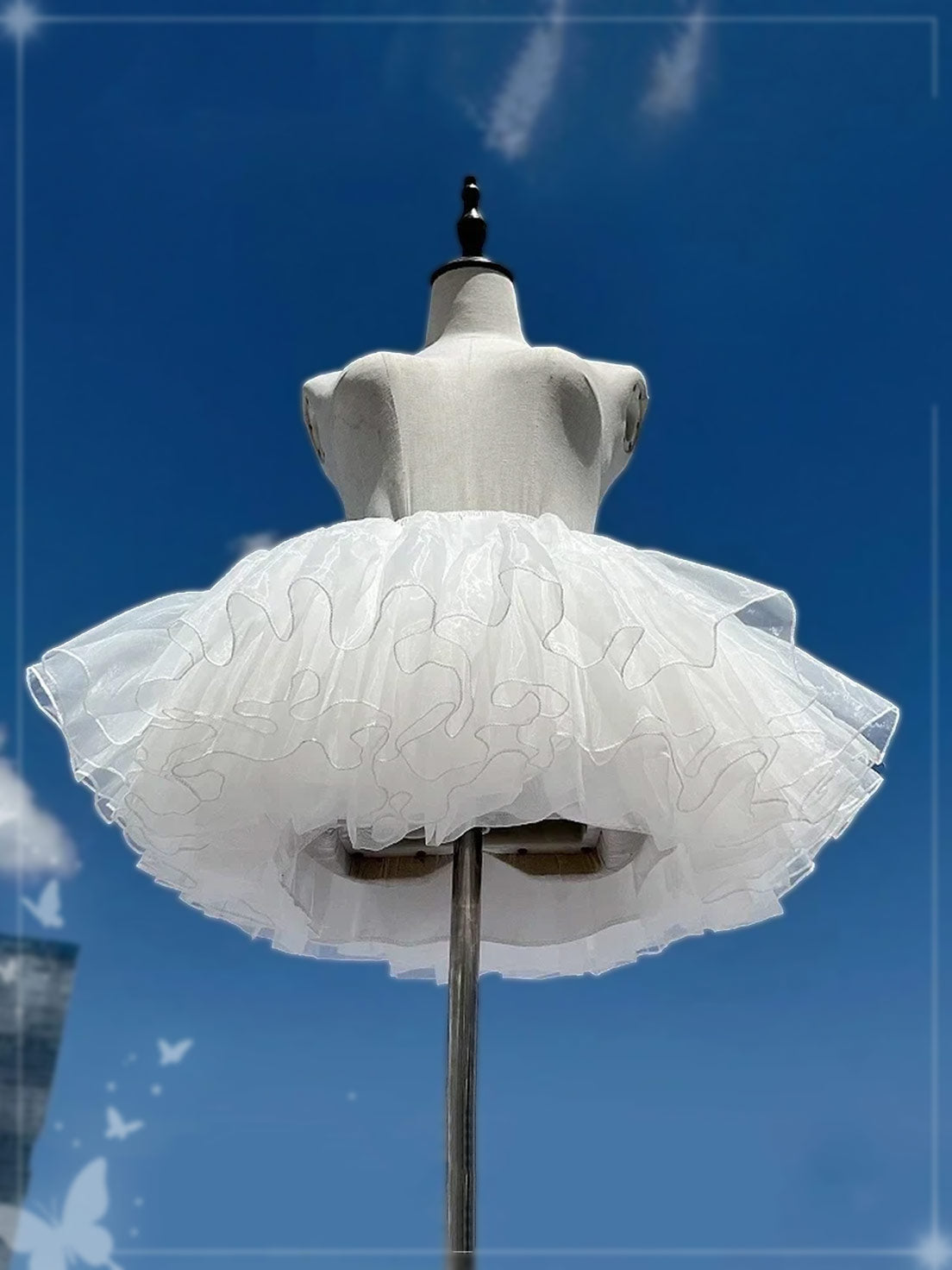 Lolita Petticoats White Ruffle Pannier Crinoline 4 Layers of Soft Gauze 12inches