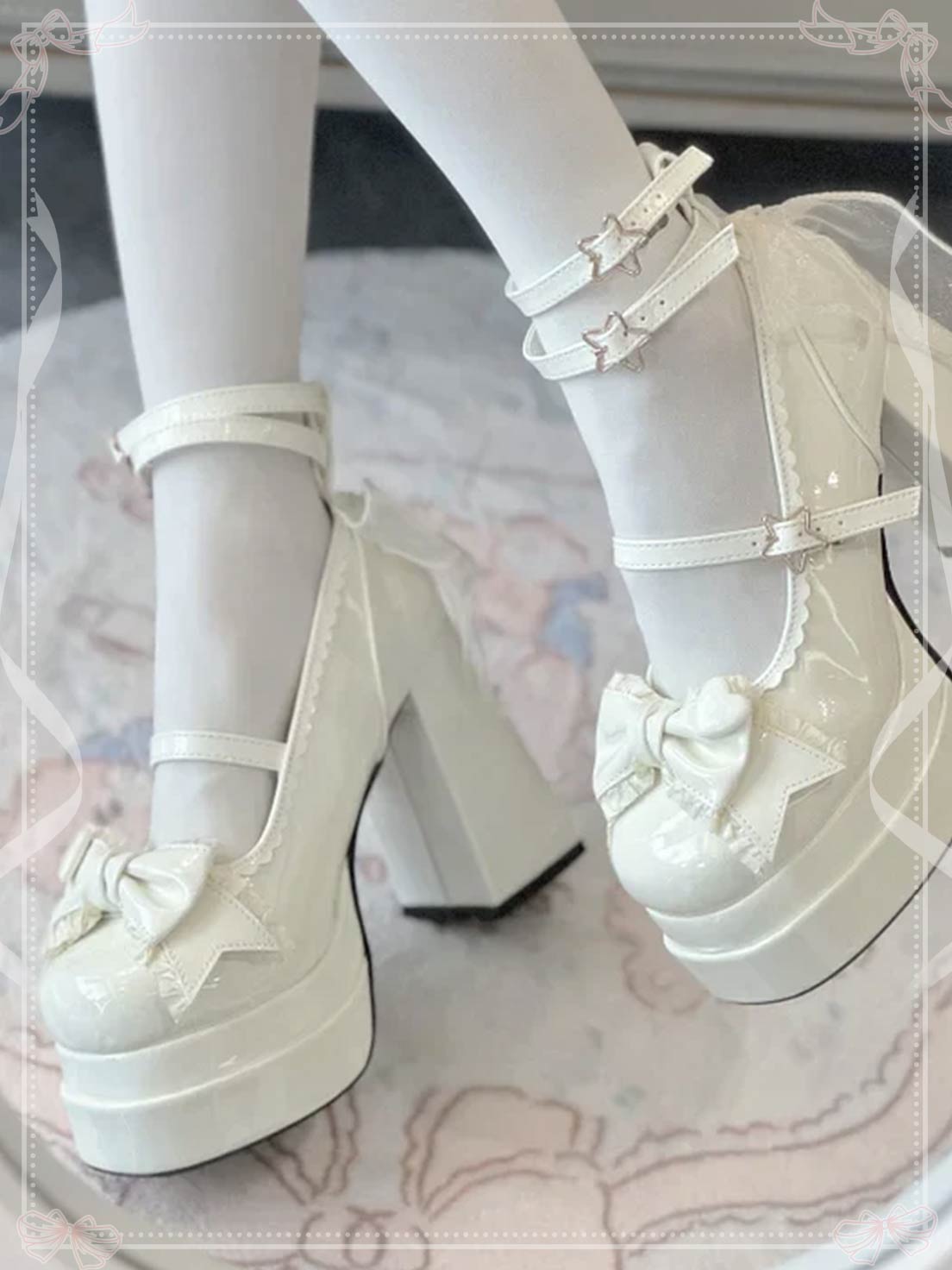 Lolita Shoes Sweetheart High Heels Elegant Literary Sweet Bow Women's Single Shoes