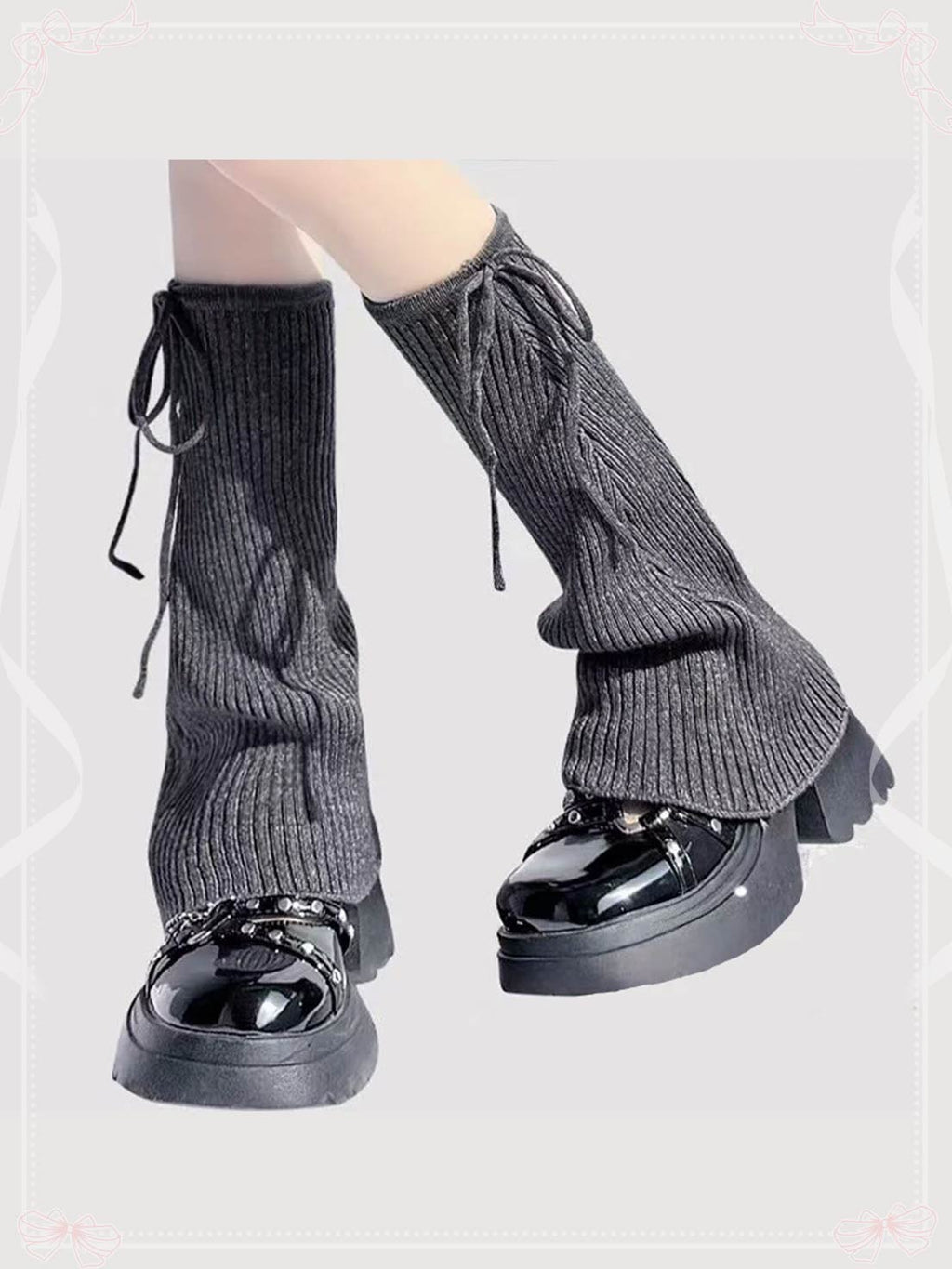 Lolita Stockings Lace-Up Knitted Leg Stackable Mid-Calf Socks for JK Style in Four Colors