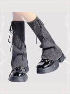 Lolita Stockings Lace-Up Knitted Leg Stackable Mid-Calf Socks for JK Style in Four Colors