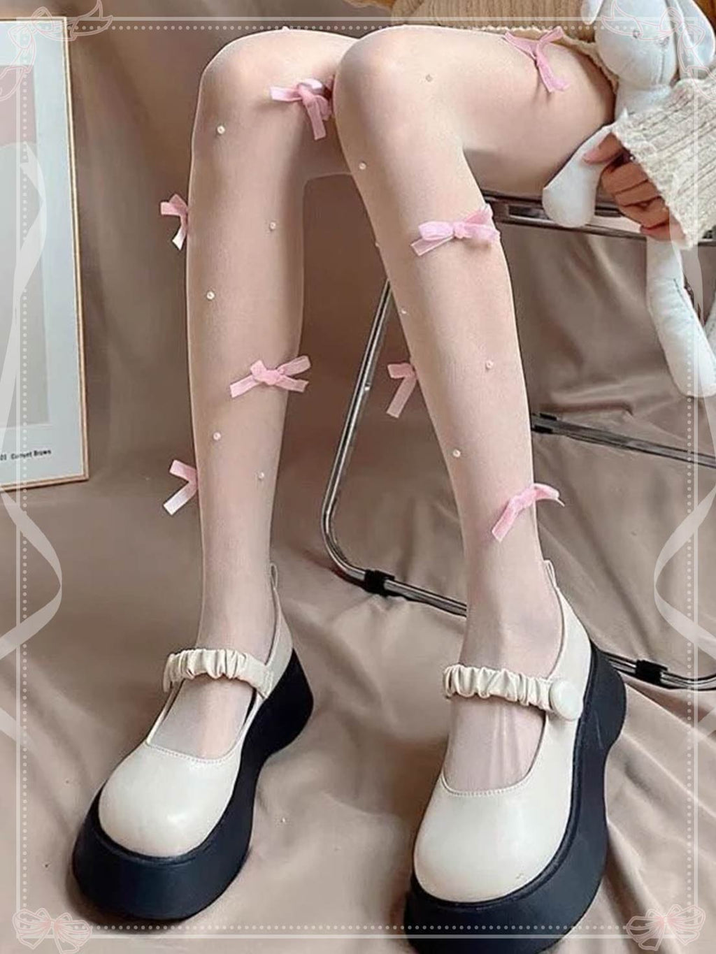 Lolita Stockings White Bow Pearl Thin Tights Sweet Lolita Accessories