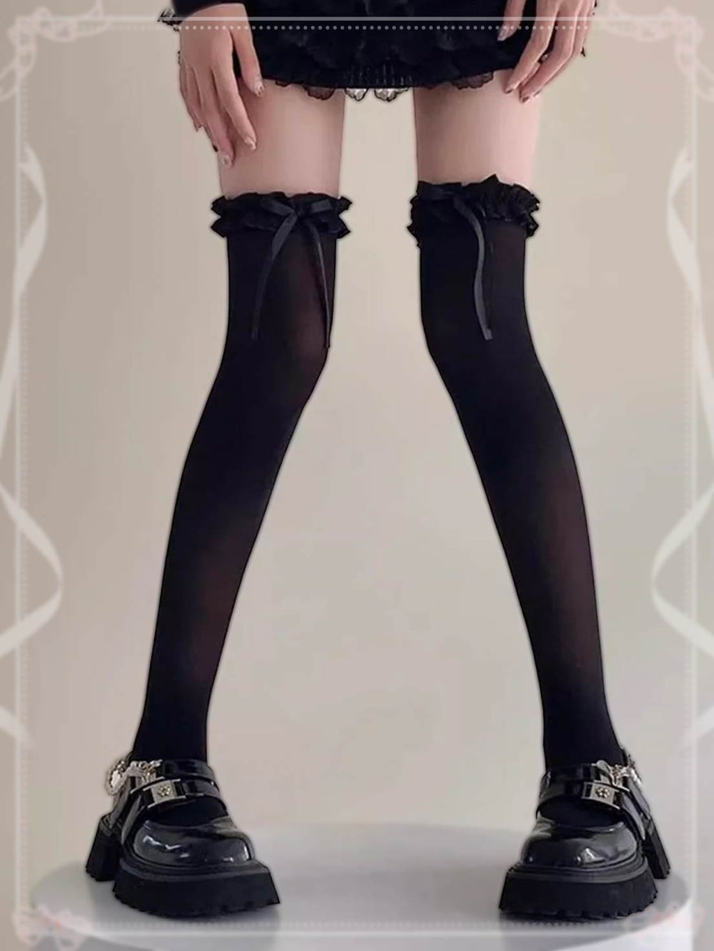 Lolita Stockings White Ribbon Bow Sweet Long Socks Lolita Accessories