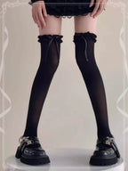 Lolita Stockings White Ribbon Bow Sweet Long Socks Lolita Accessories
