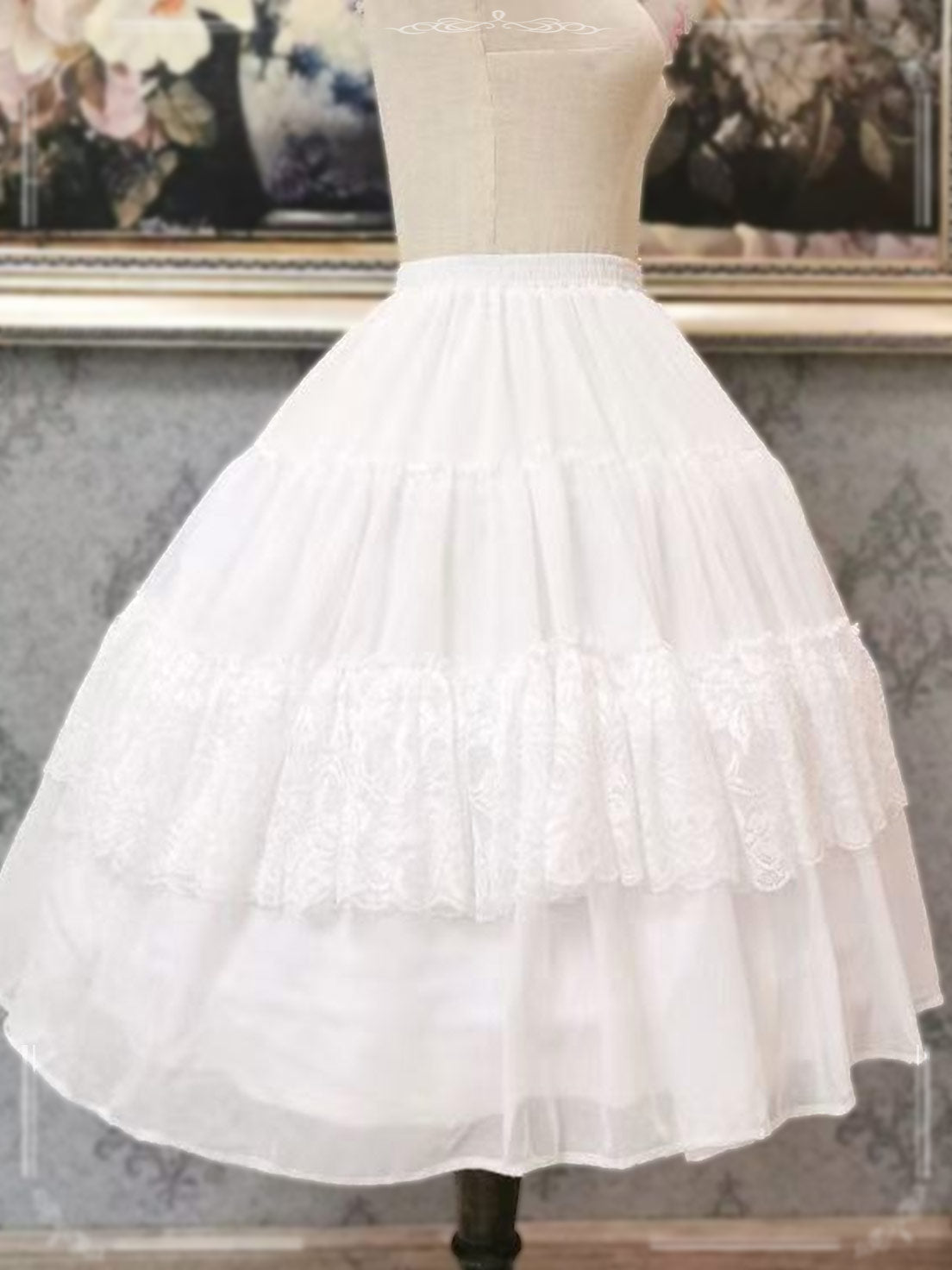 Long Everyday Spreader Poncho Fishbone Spreader White Lolita Petticoat