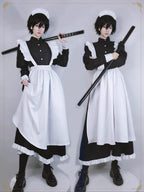 Maid Outfit Plus Size 3XL Monochrome Frilled White Black Long Apro