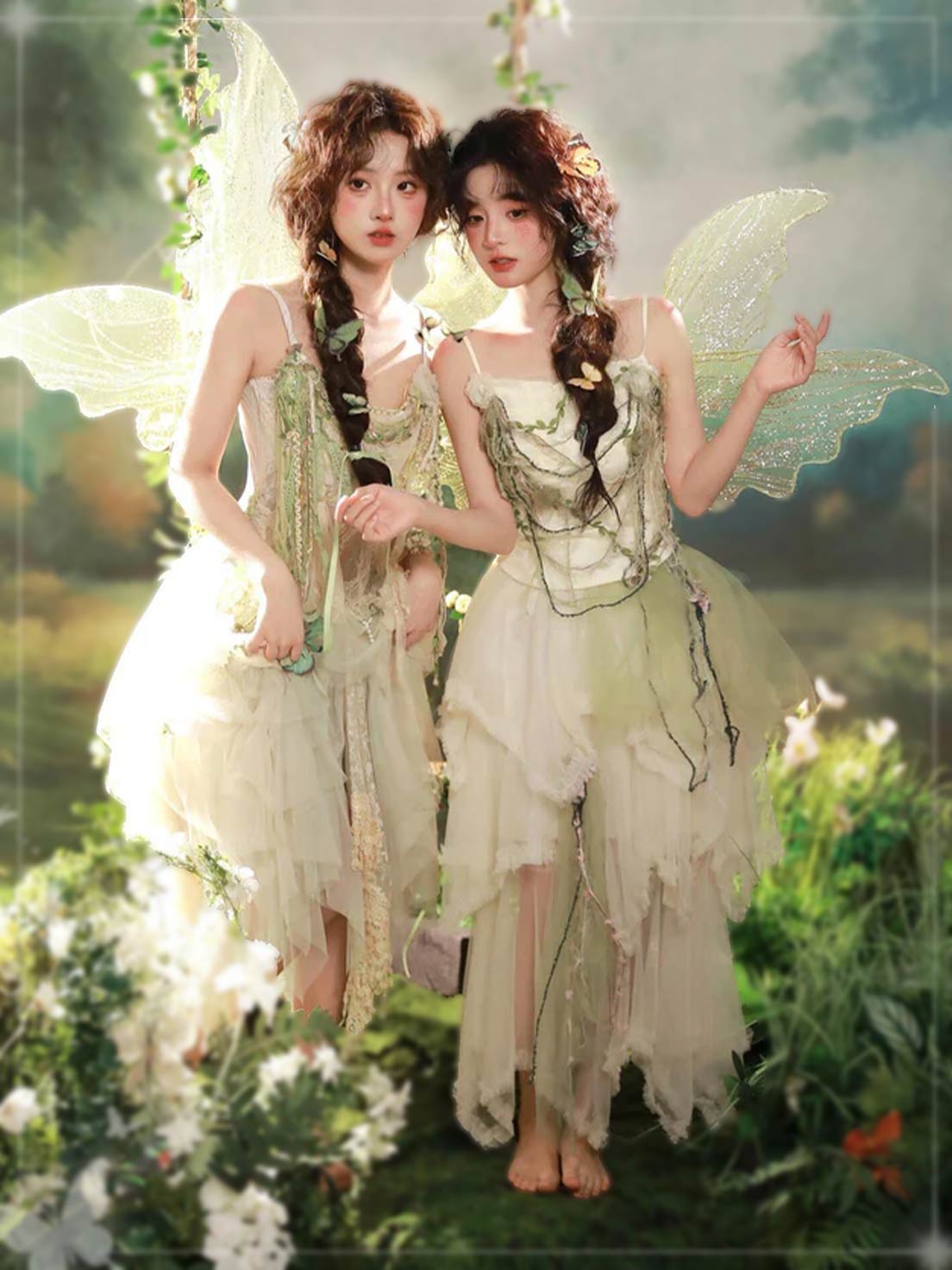 Mori Kei Fashion Forest Green Inspire Sweet Lolita Maxi with Lace One Piece Dress