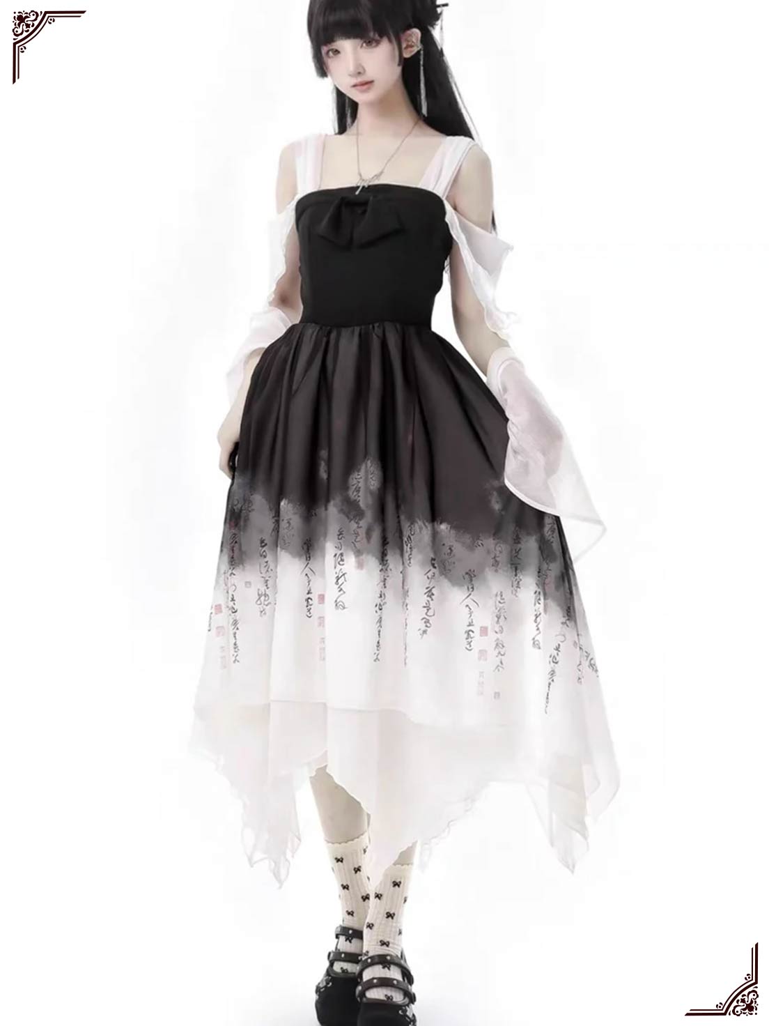 Qi Lolita Dress Chinese Style Lolita Outfit - Calligraphy Print