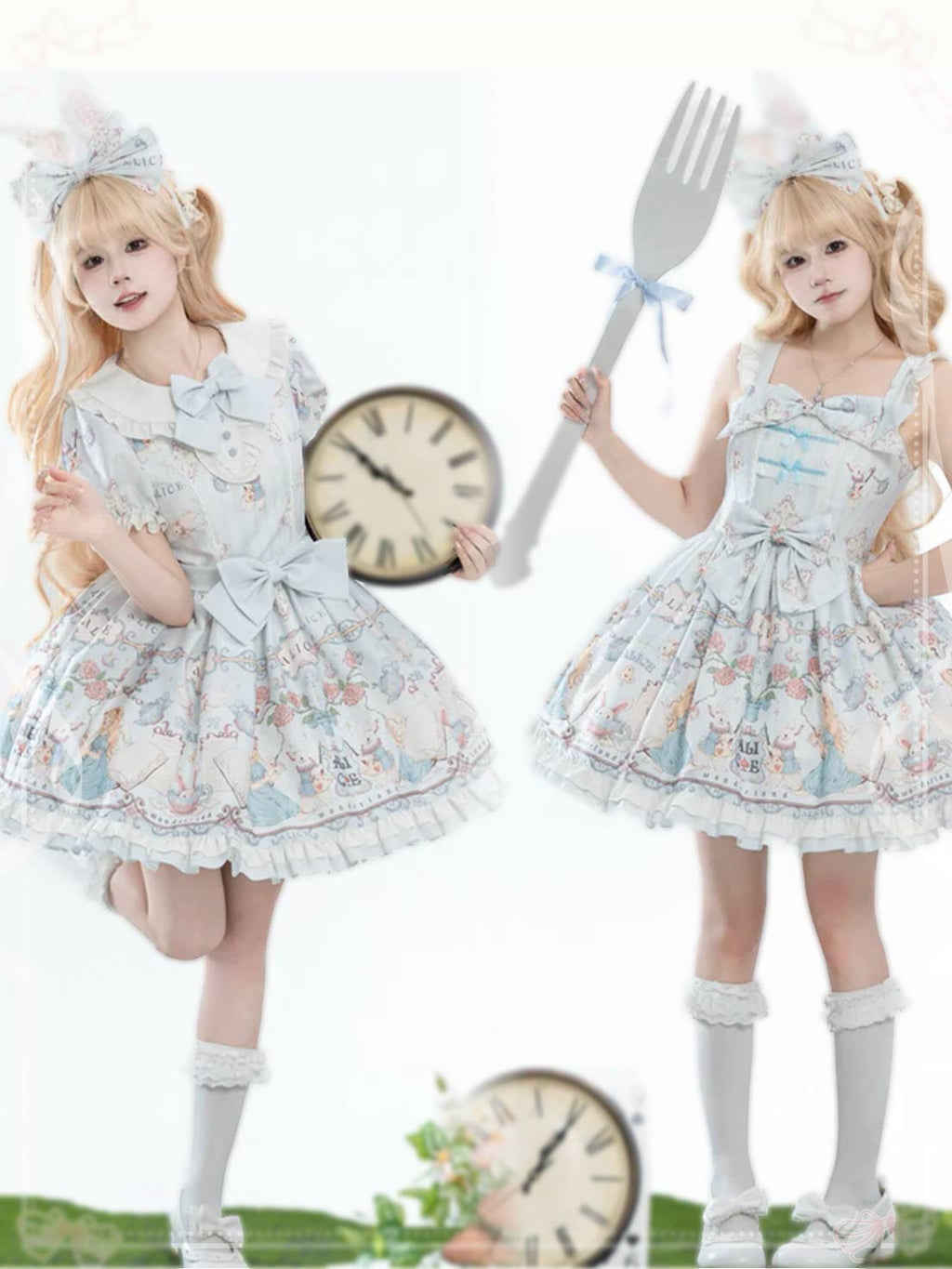 Sweet Lolita Cake Dress Blue Theme Ruffle Trim Lolita Dress Jumper Skirt