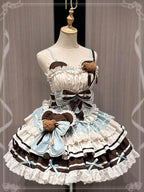 Sweet Lolita Chocolate Dress Bear Girl  Mint Brown Cream Cake Lolita Outfits