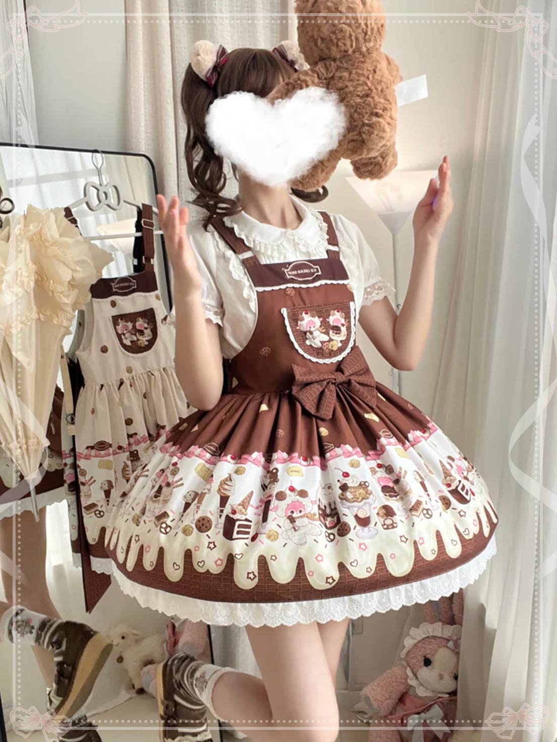 Sweet Lolita Chocolate Dress Cream Cake Lolita Dessert Themed Brown Jumper Dress