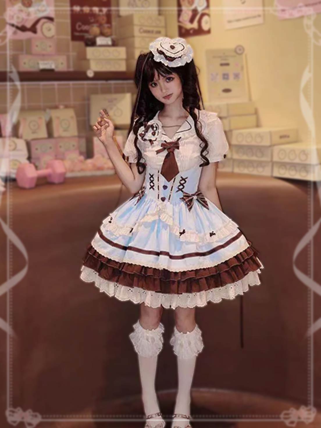 Sweet Lolita Christmas Coffee Bustier JSK Dress Cute Daily Lolita Outfit