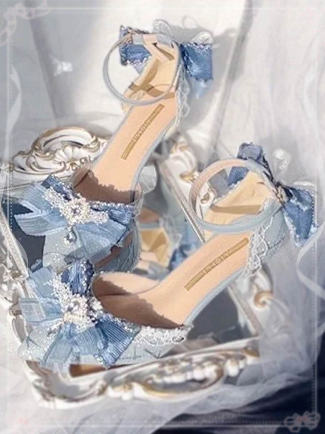 Sweetslolita Gorgeous Pointed-toe Mid Heel Shoes Bow Party Shoes for Women Stiletto