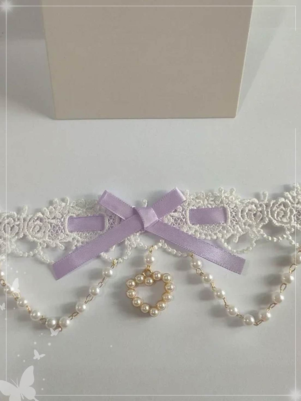 Sweet Lolita Lace Pearl Bow Choker Macaron Colors Necklace