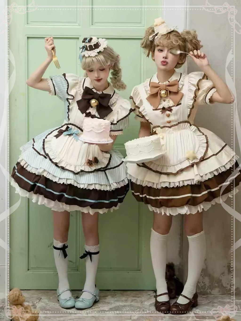 Sweet Lolita Pod Cute Lolita Set Mint Green Blue Chocolate  Dress