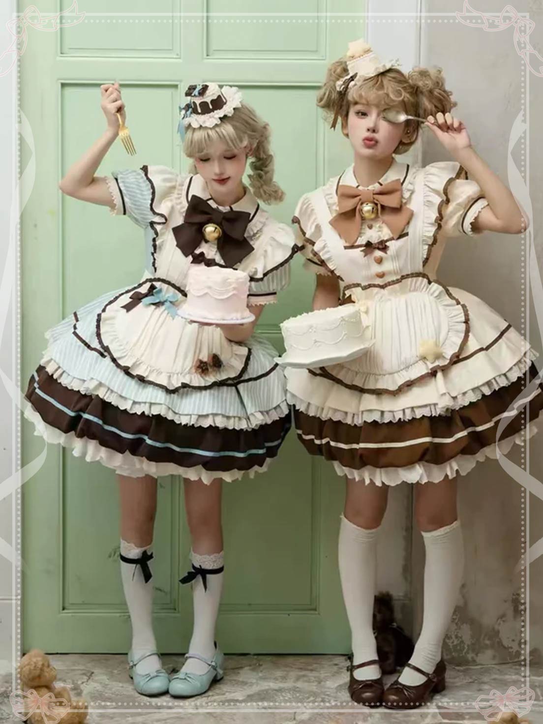 Sweet Lolita Pod Cute Lolita Set Mint Green Blue Chocolate  Dress