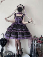 Sweet Lolita Prom Dress Purple Pink Purple Gauze Skirt Lace Ruffle Edge