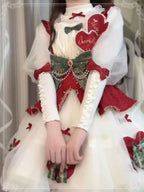 Sweet Lolita Set White Red Accent Outfit Top with Dress Christmas New Year Winter Style