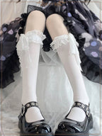 White Stockings Japanese Summer Thin Lace-Up Lace Under Knee Lolita Calf Socks Lolita Accessories