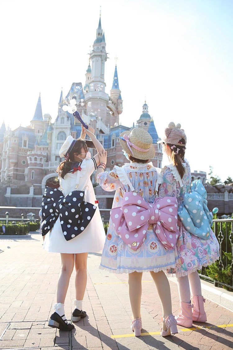 Brown Polka Dot Print Bowknot Shaped Sweet Lolita Backpack