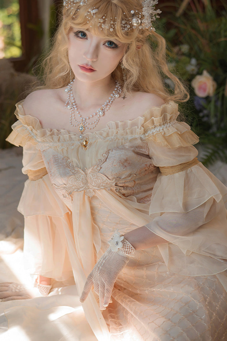 Pink Bathing in the Light Short Sleeves Ruffle Embroidery Lace Sweet Elegant Lolita Dress
