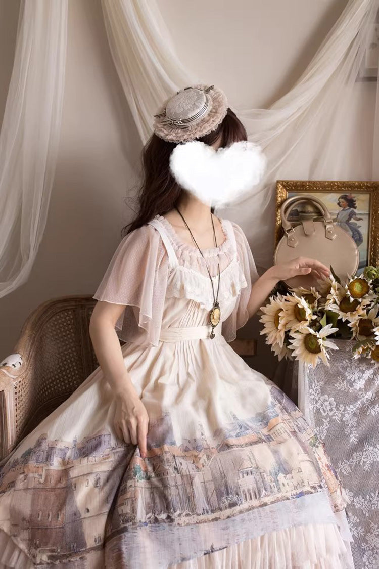 Apricot Adria Multi-Layered Printed Irregular Sweet Lolita Jsk Dress