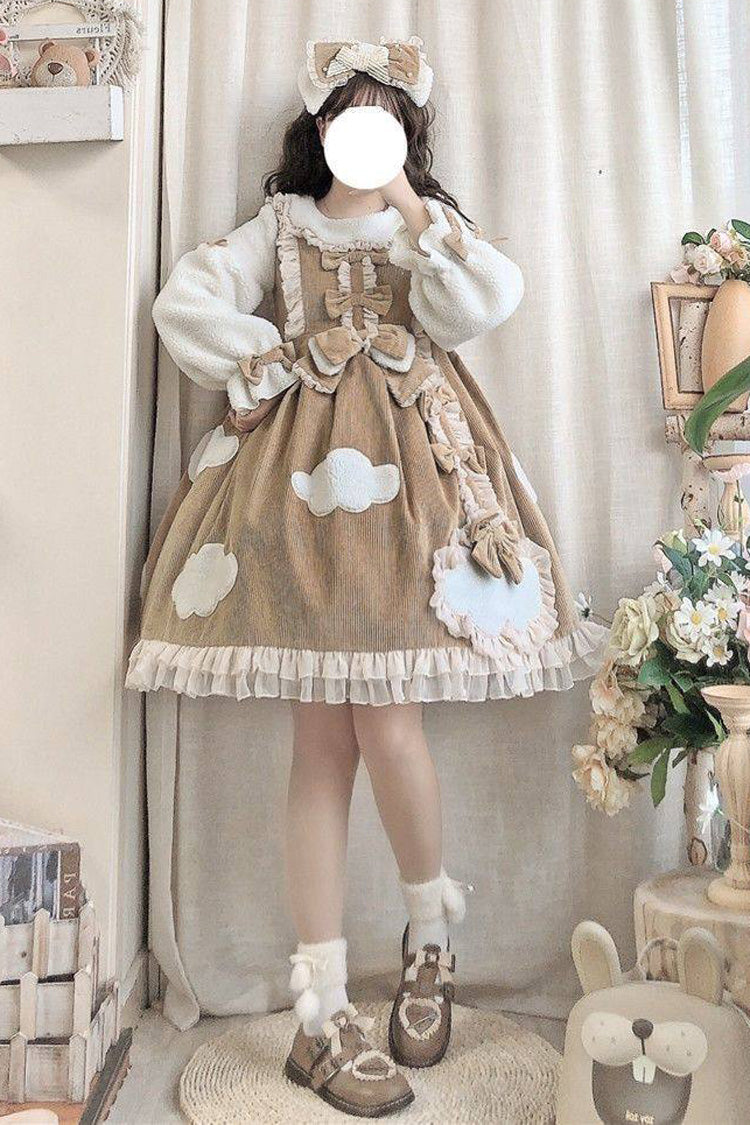 Winter Clouds Clear Up Long Sleeves Ruffle Bowknot Lace Sweet Lolita Dress 2 Colors