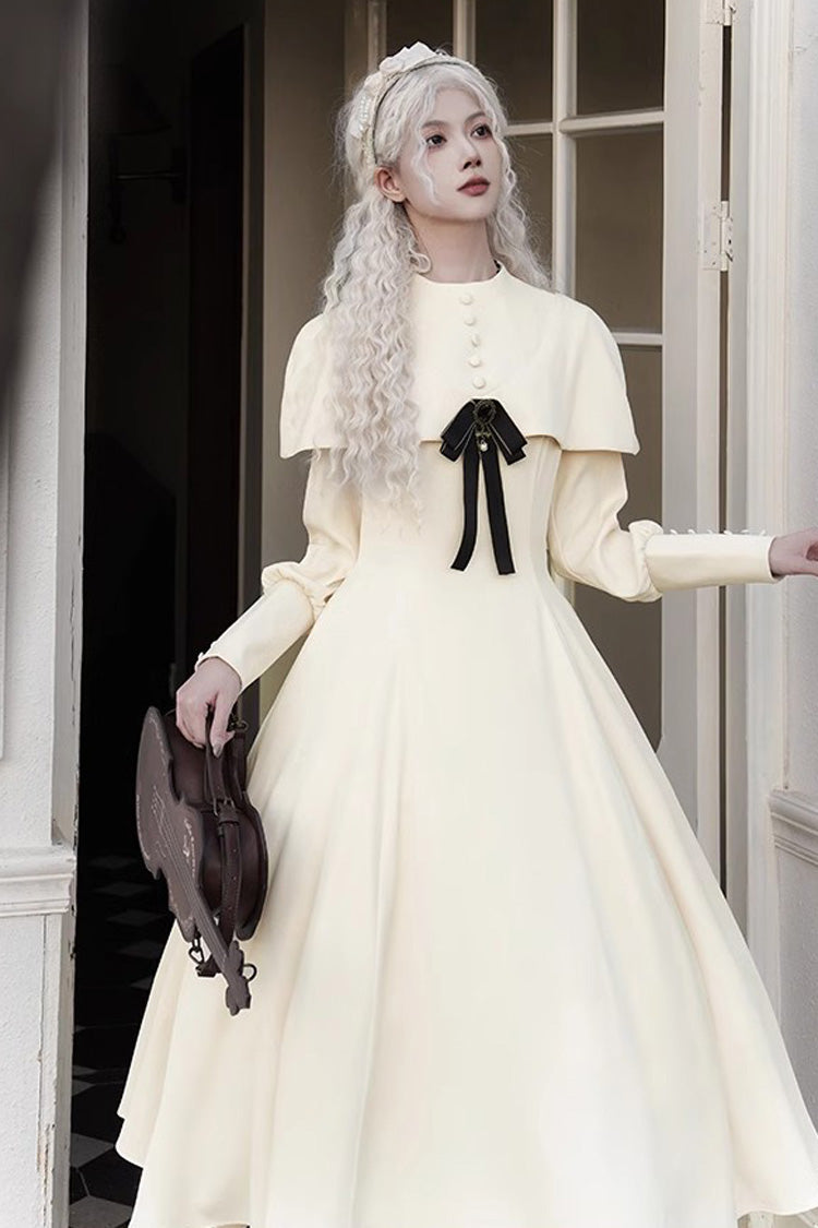 Ivory Thirteenth Evening Long Sleeves Slim Gothic Elegant Lolita Dress