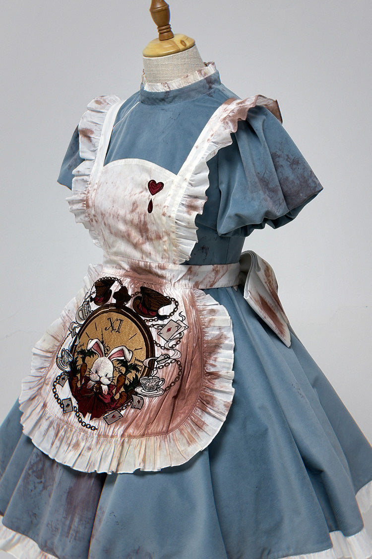 Blue Dark Fairy Tale Alice Long Sleeves Ruffle Gothic Lolita Dress