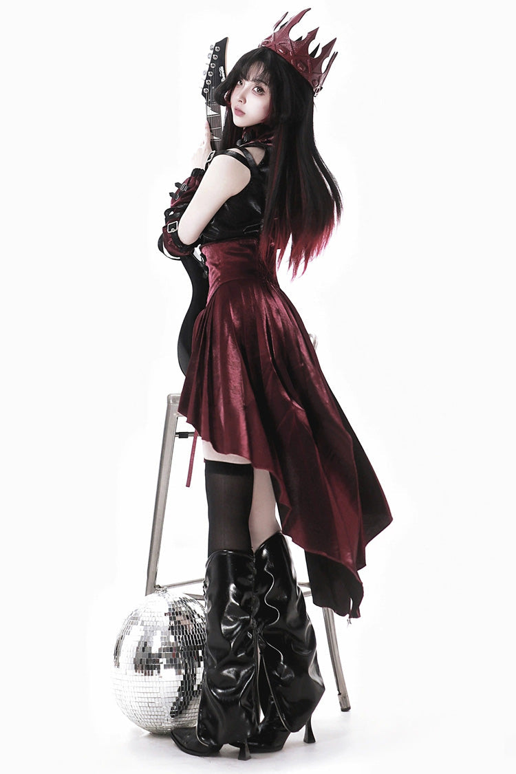 Black/Red Chief Assassin Lace-Up Gothic Ouji Lolita Shorts Set