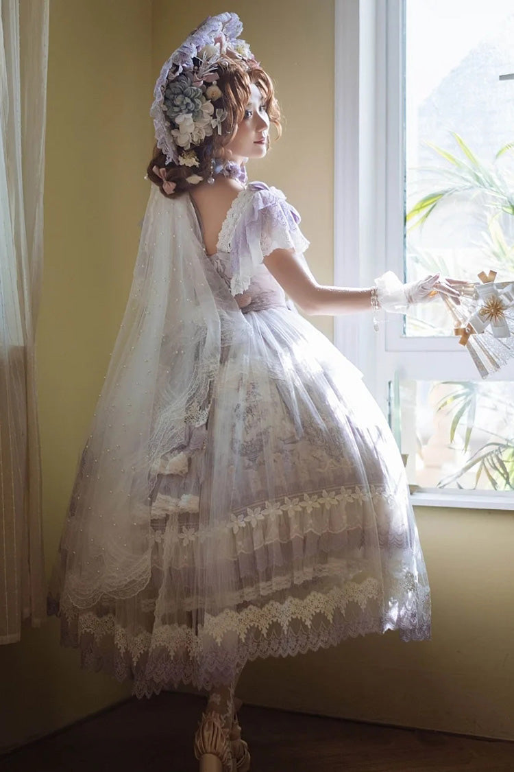 Purple The Key to the Secret Realm Gorgeous Wedding Princess Sweet Lolita Dress Set