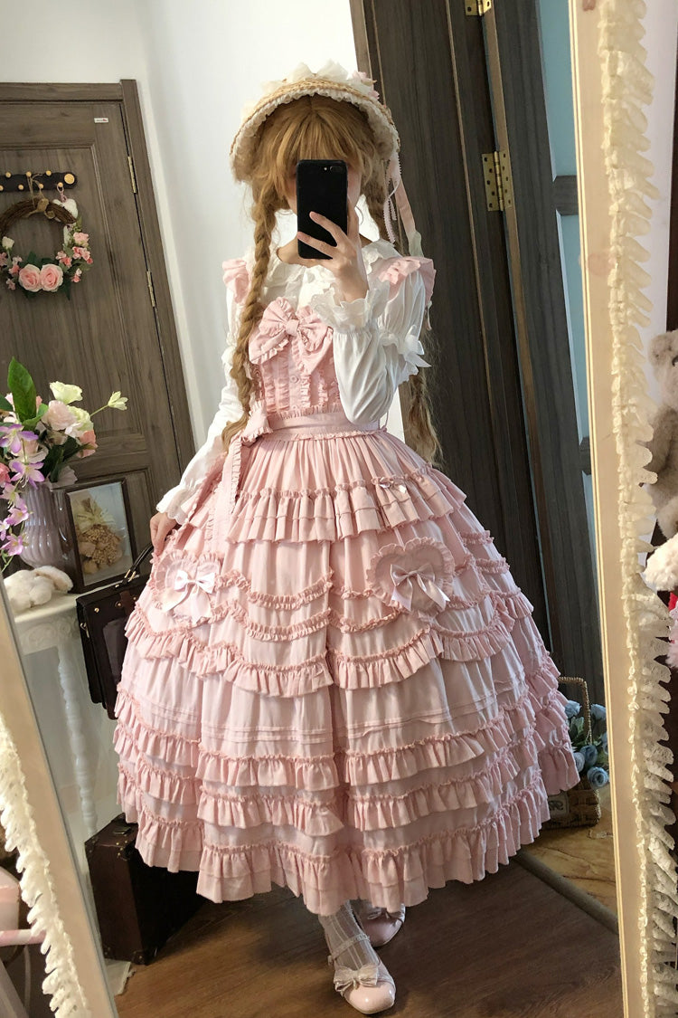 Pink Heart In Love Multi-Layered Ruffled Bow Sweet Lolita Jsk Dress