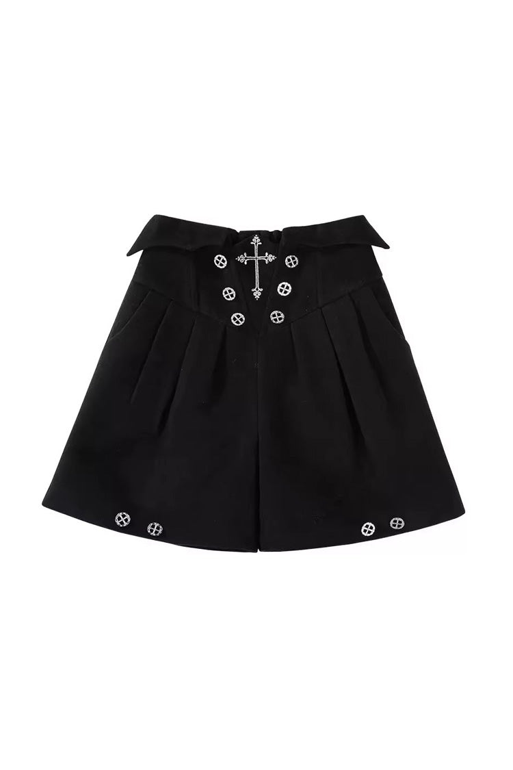 Black The Eternal Night Descends Embroidered Ouji Gothic Lolita Cloak Shorts Set