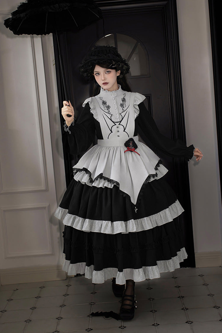 Castle Night Long Sleeves Ruffle Embroidery Gothic Lolita Dress 2 Colors