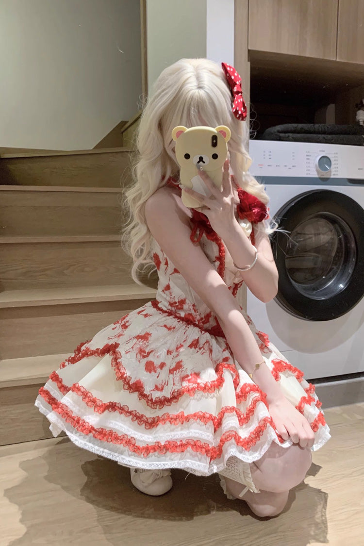 Jasmine Rain Print Stitching Lace Sweet Lolita Jsk Dress 6 Colors