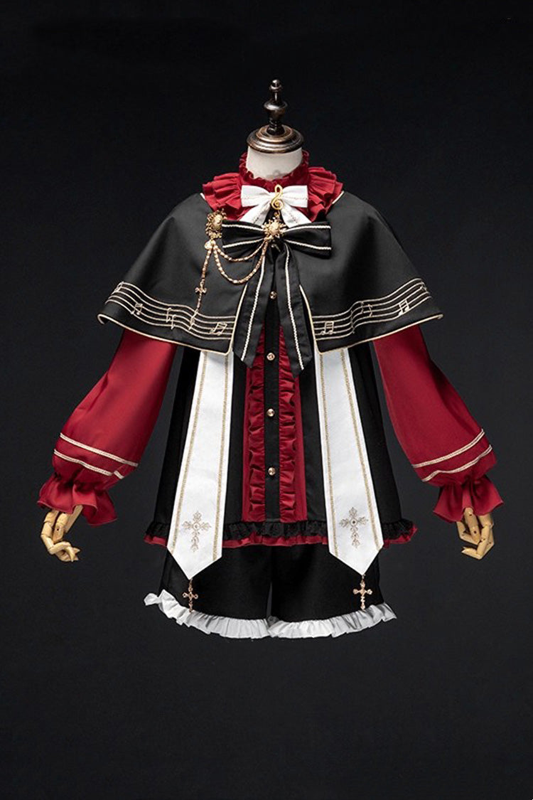 Black/Red The Choir of The Church Ouji Fashion Gothic Prince Lolita Set (Younger Brother Version)