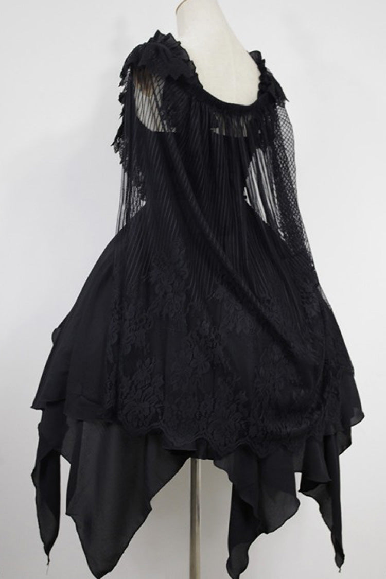 Ballet of the Dead Double-Layered Embroidery Lace-Up Gothic Lolita Jsk Dress (Cape Included)