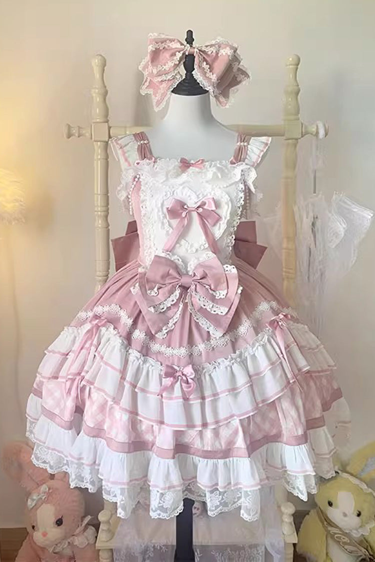 Beating Heart Sleeveless Print Ruffle Bowknot Lace Sweet Lolita Dress 3 Colors
